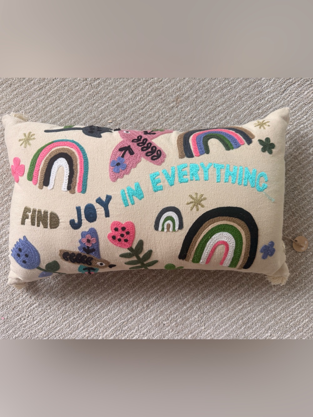 Find Joy In Everything Embroidered Accent Pillow - Cream